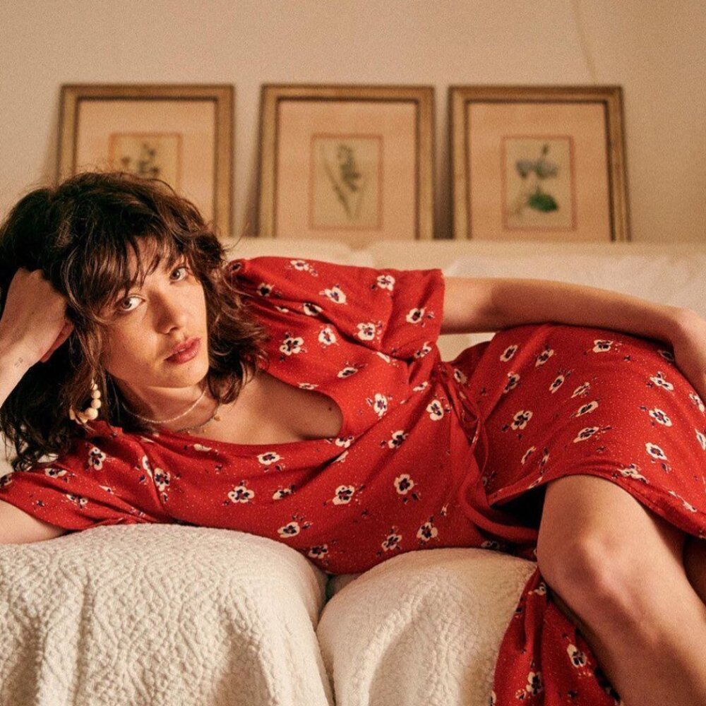 Sezane Laura Dress in Red Bouquet Print size 8